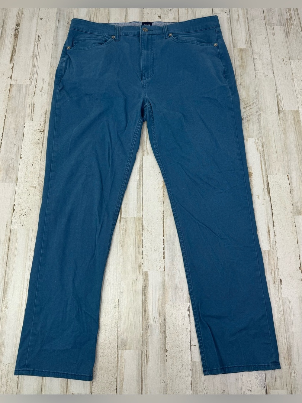 Gap Mens Straight Leg Pants Khaki Blue Size 38x29 Button Zip Close